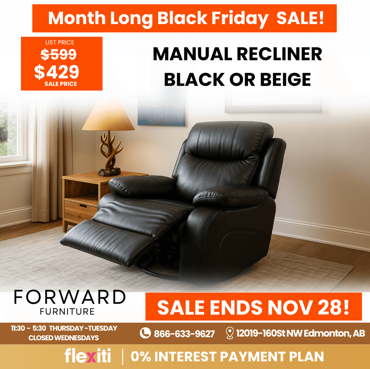 Manual Recliner - BLACK FRIDAY SALE